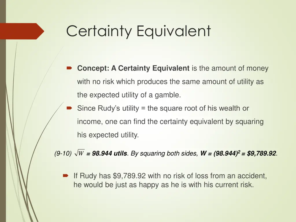 certainty equivalent