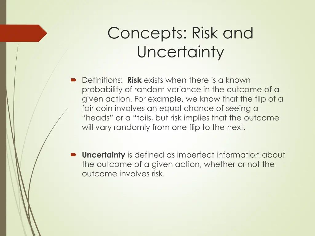 concepts risk and uncertainty