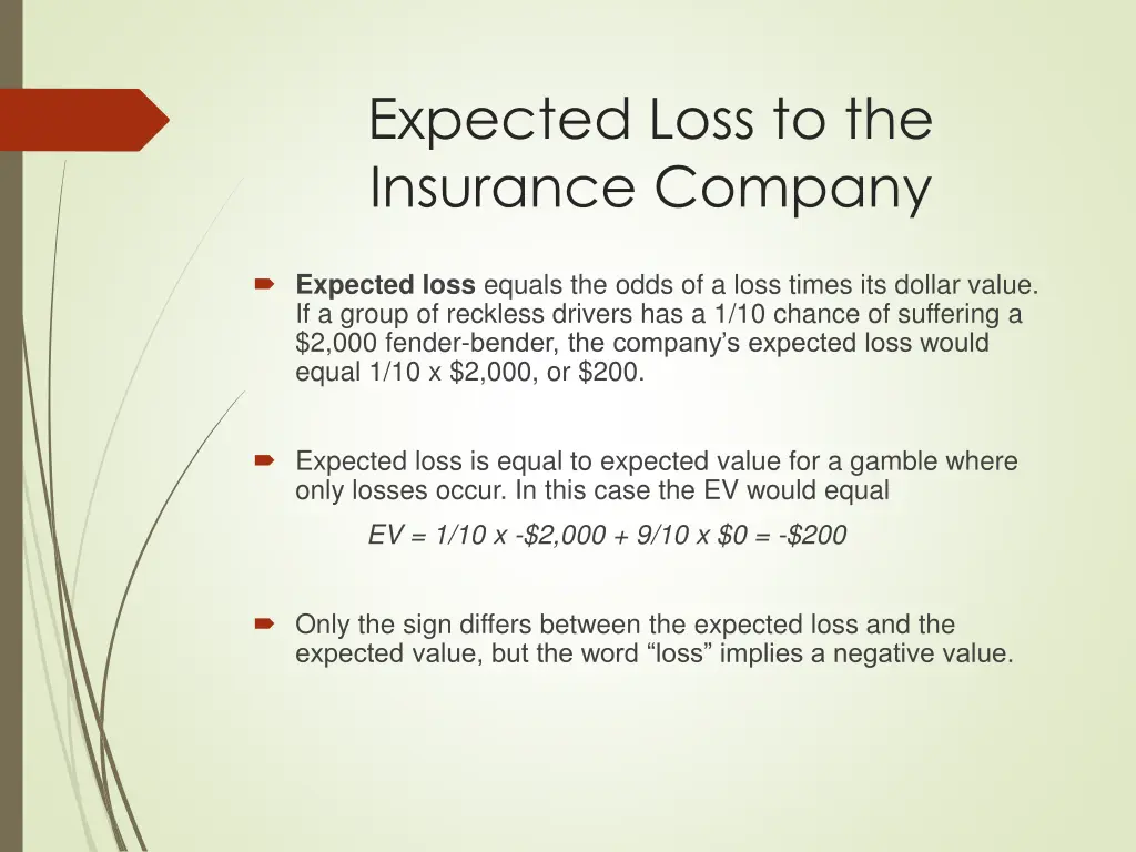 expected loss to the insurance company