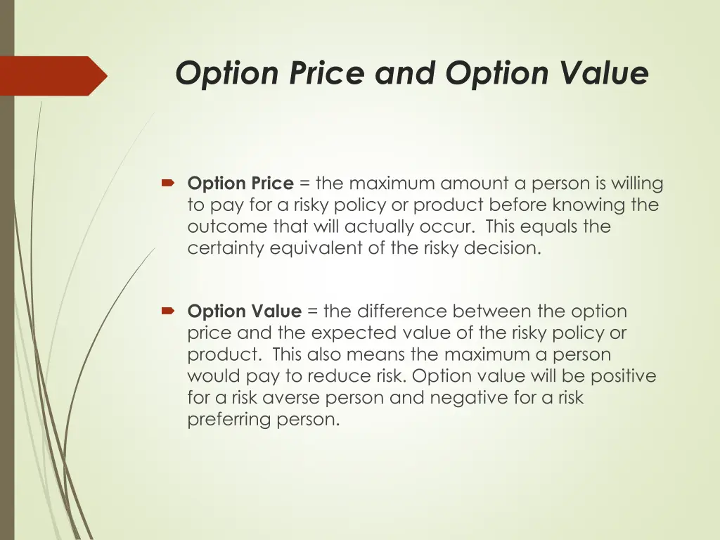 option price and option value