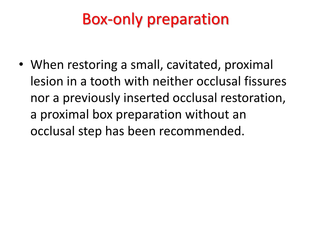 box only preparation