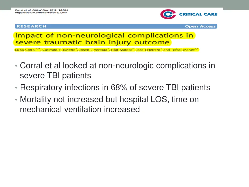 corral et al looked at non neurologic