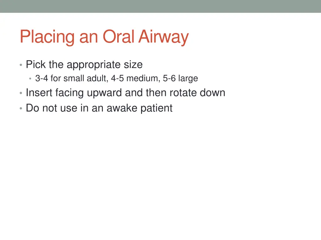 placing an oral airway