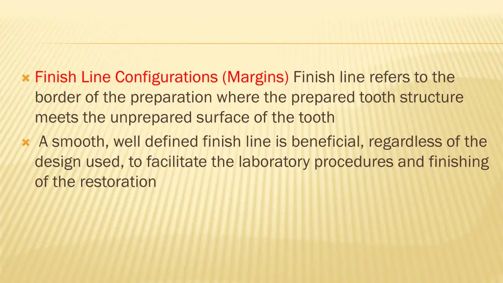 finish line configurations margins finish line