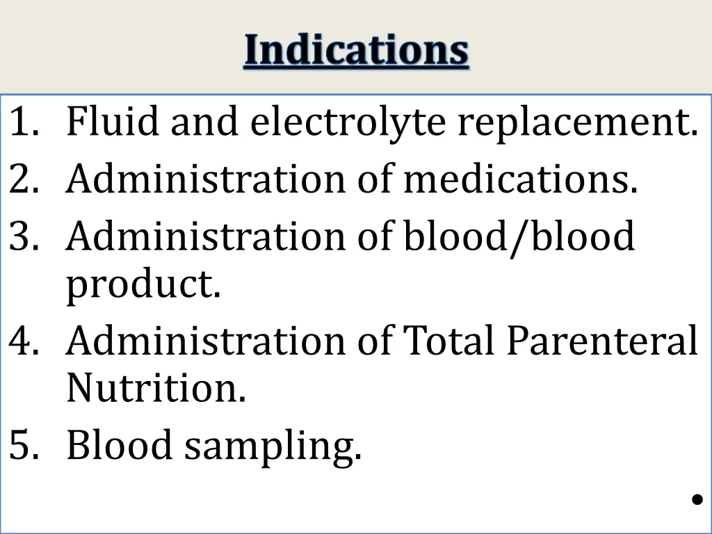 indications