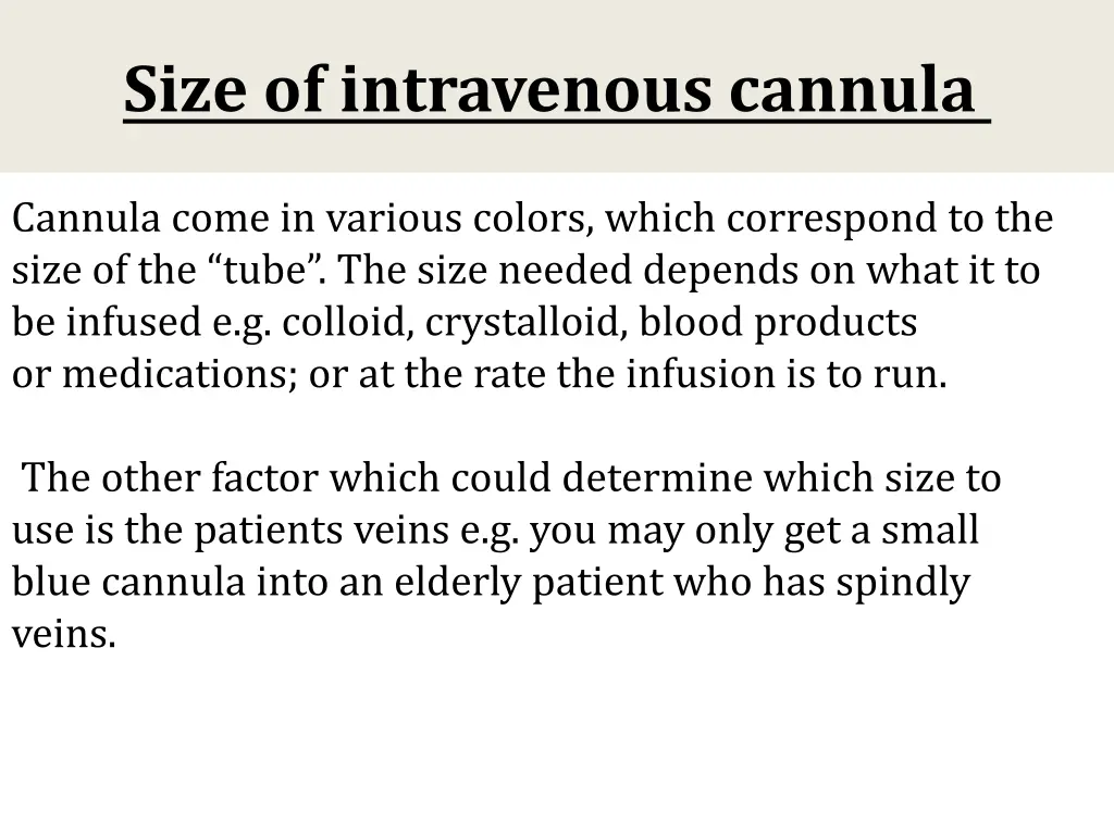 size of intravenous cannula