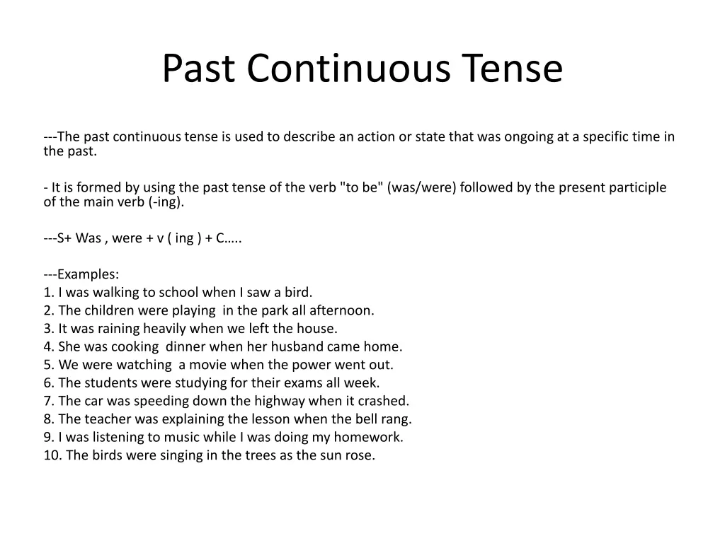 past continuous tense