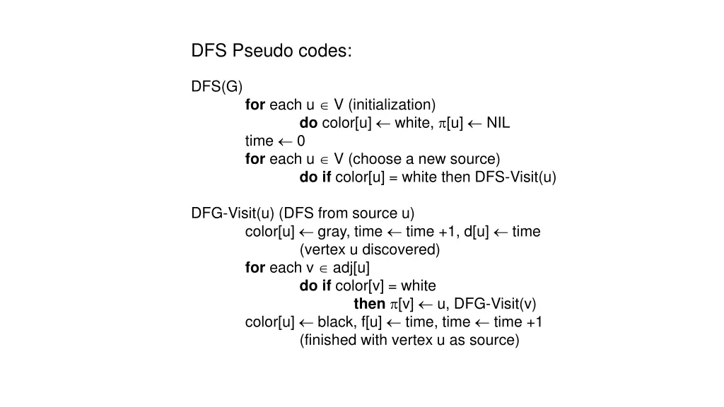 dfs pseudo codes