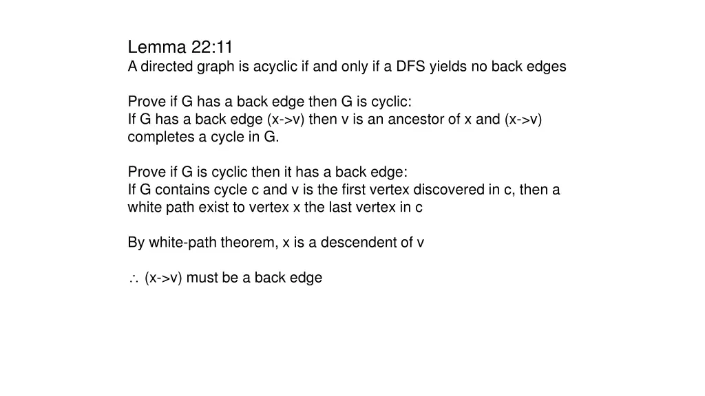 lemma 22 11 a directed graph is acyclic