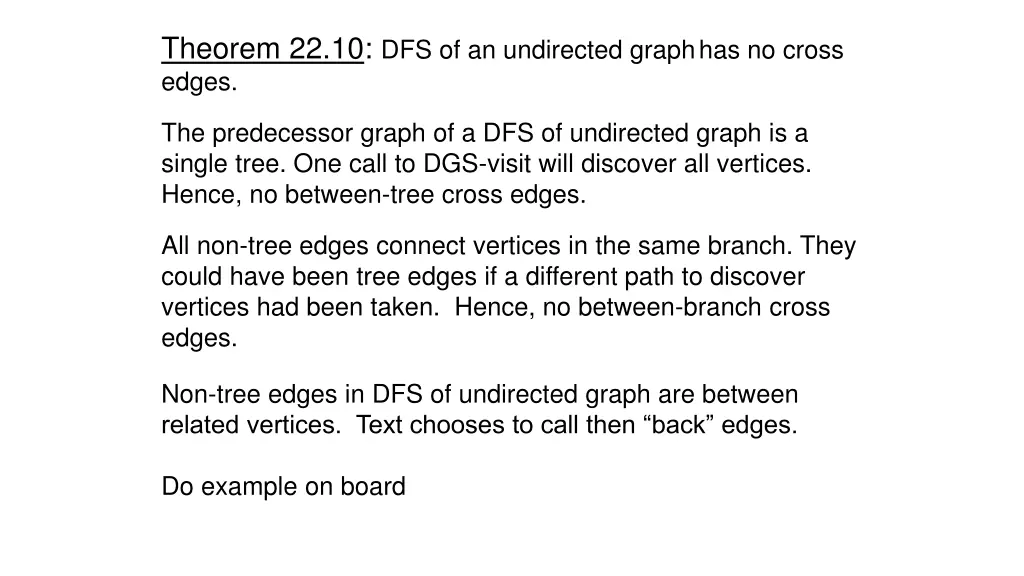 theorem 22 10 dfs of an undirected graph