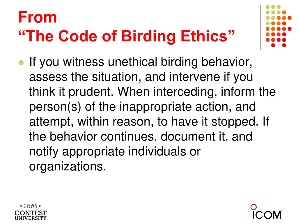 from the code of birding ethics