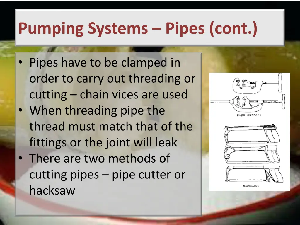 pumping systems pipes cont