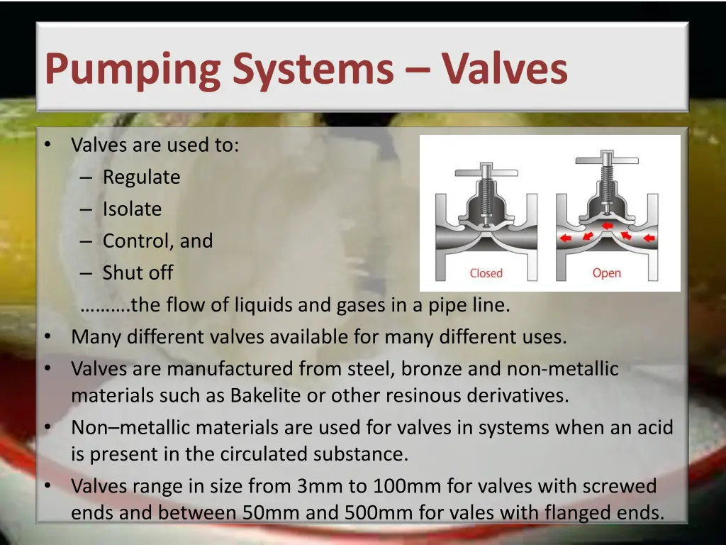 pumping systems valves