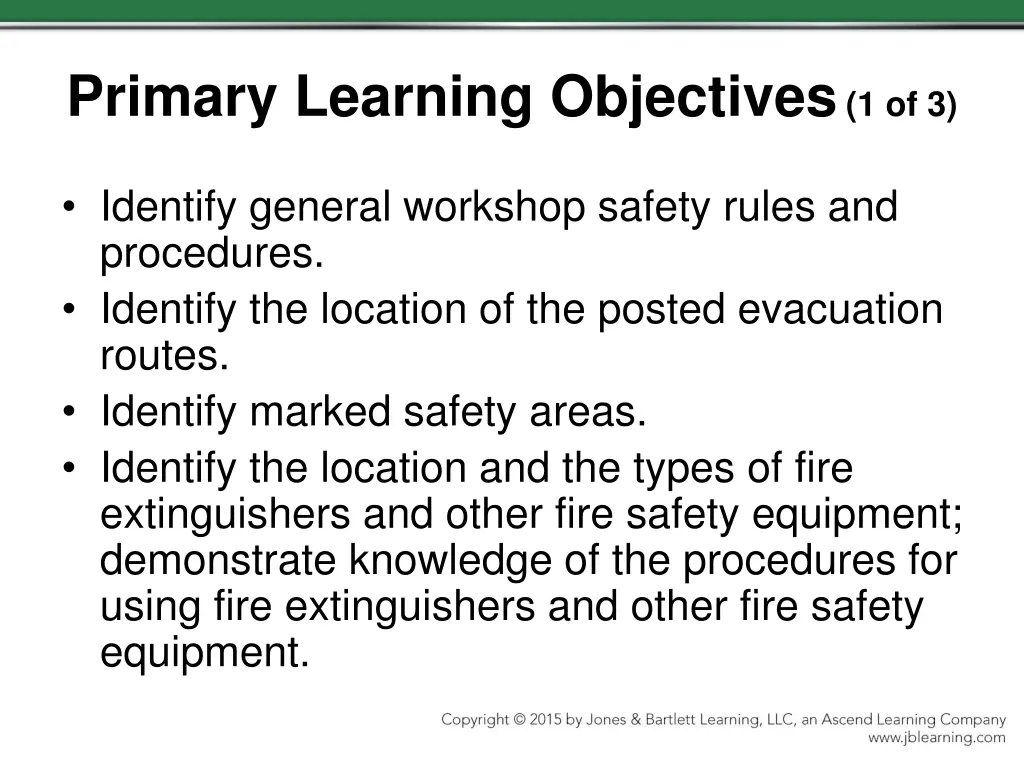 primary learning objectives 1 of 3