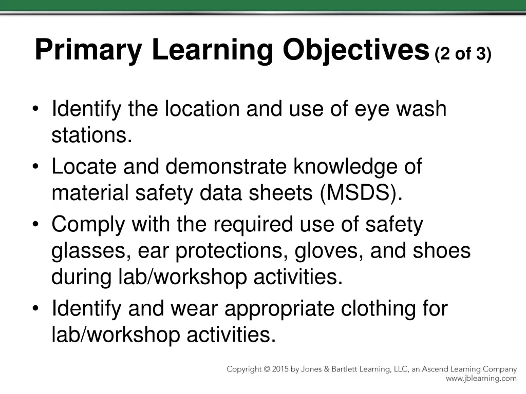 primary learning objectives 2 of 3