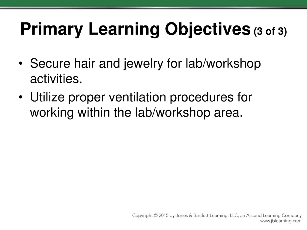 primary learning objectives 3 of 3