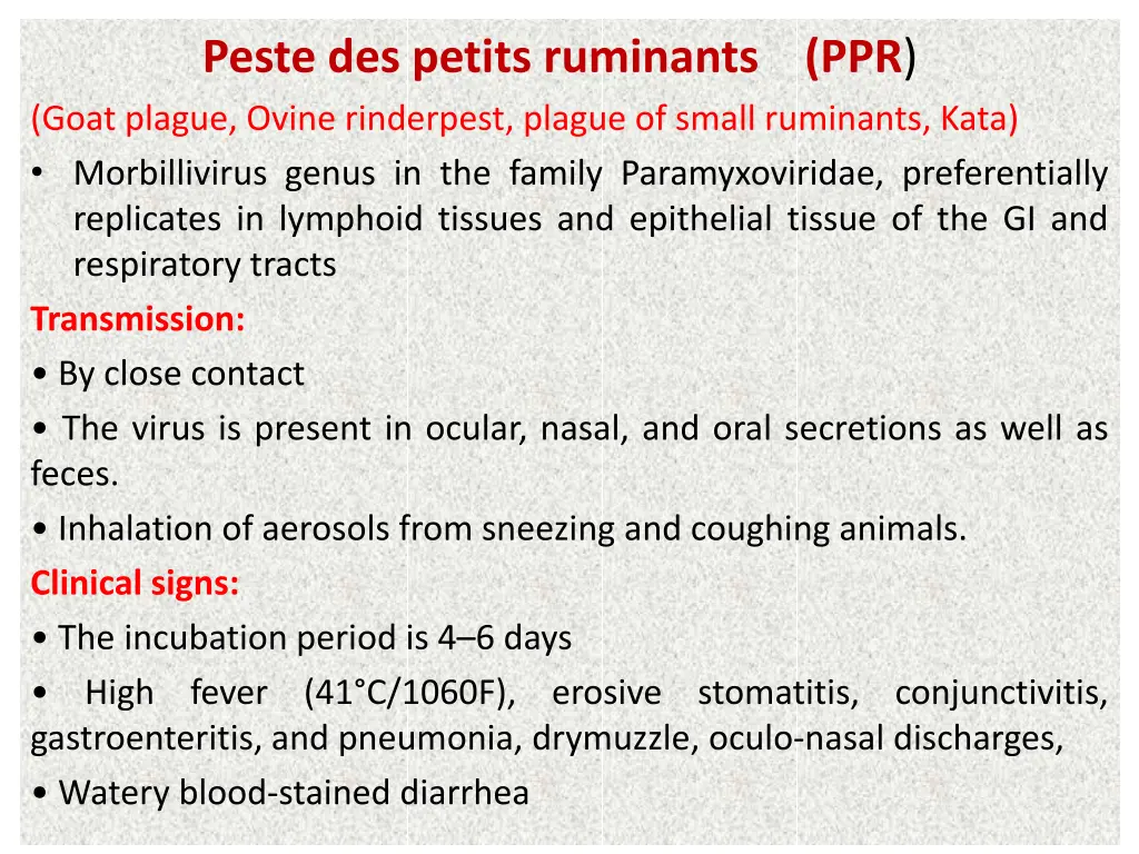 peste des petits ruminants ppr goat plague ovine