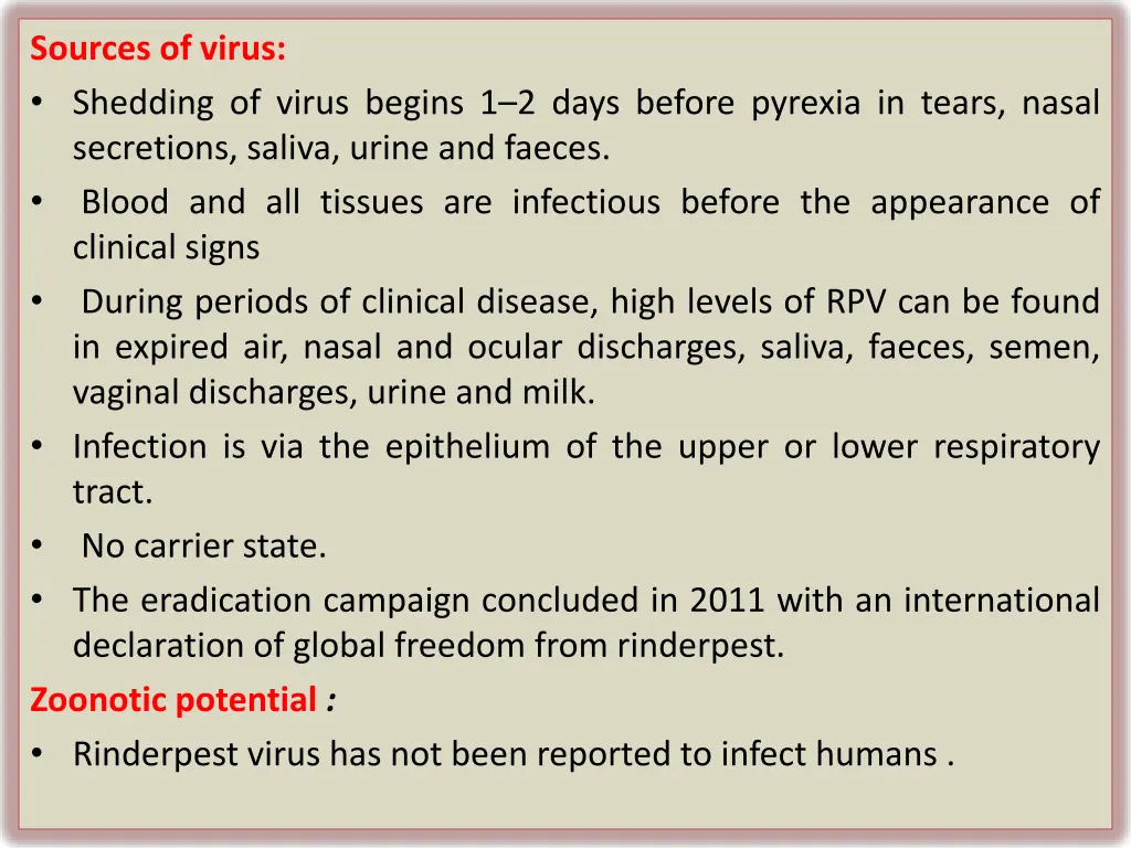 sources of virus shedding of virus begins