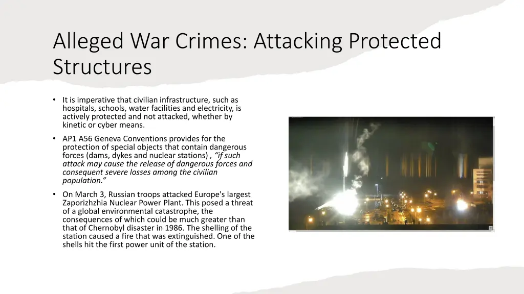 alleged war crimes attacking protected structures