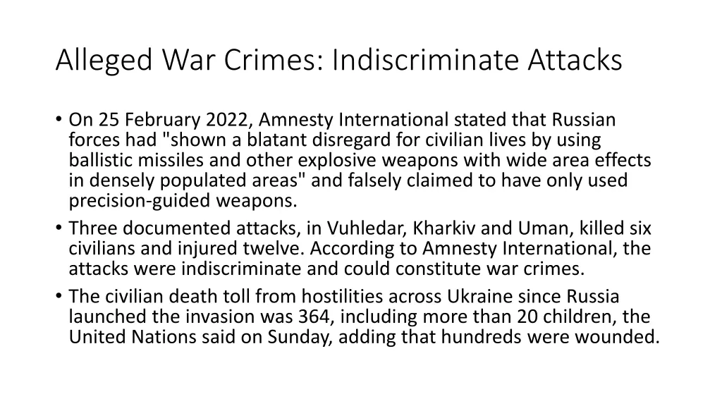 alleged war crimes indiscriminate attacks