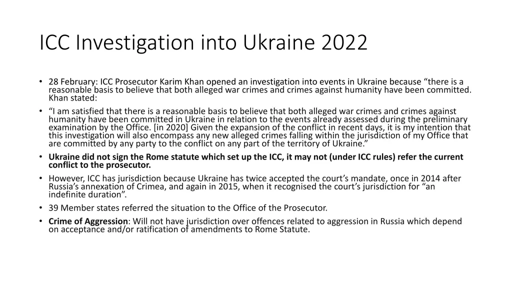 icc investigation into ukraine 2022