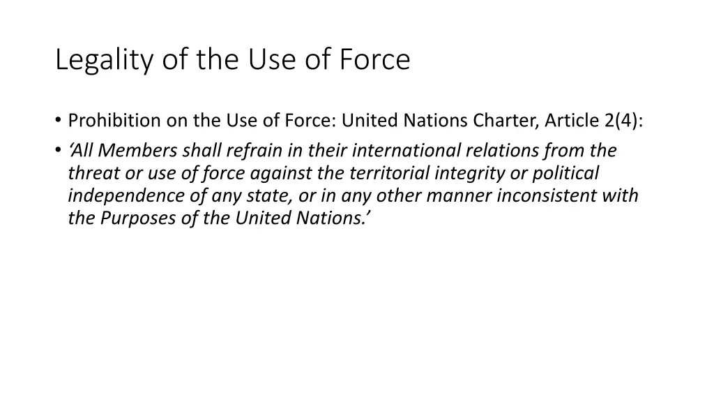 legality of the use of force