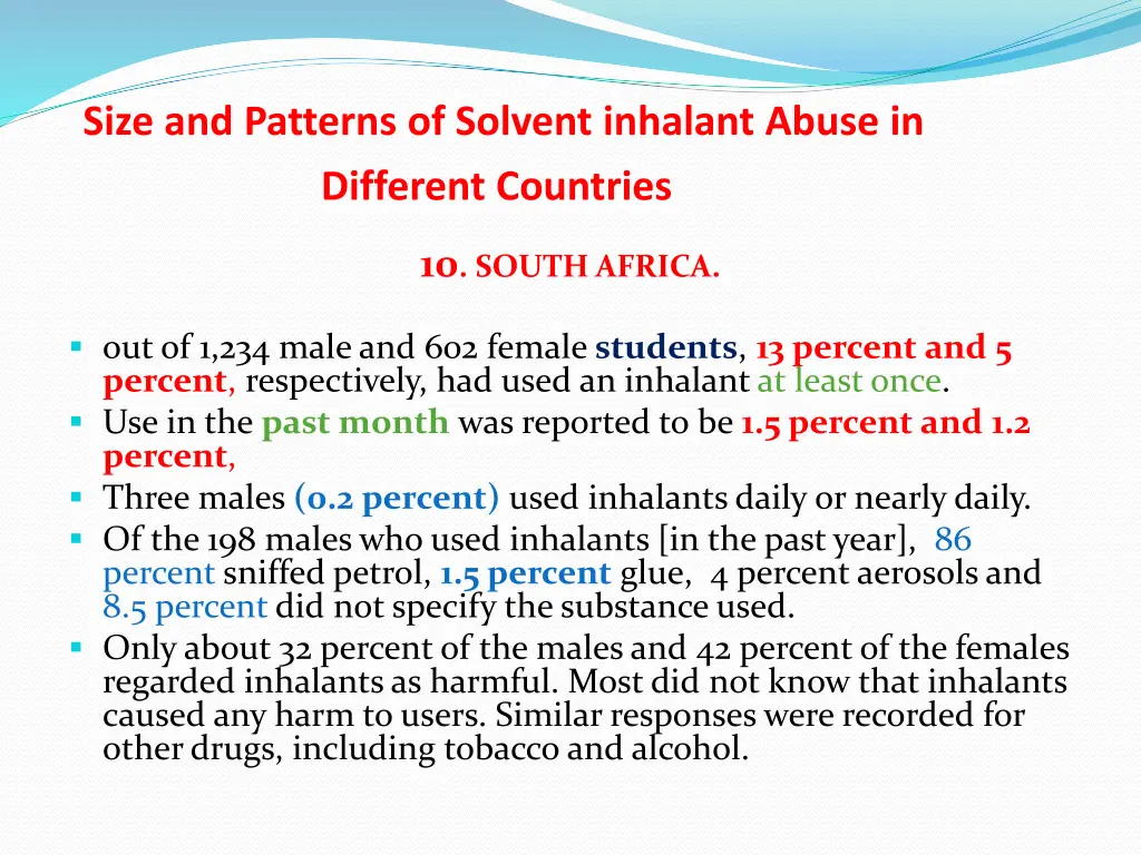 size and patterns of solvent inhalant abuse 5