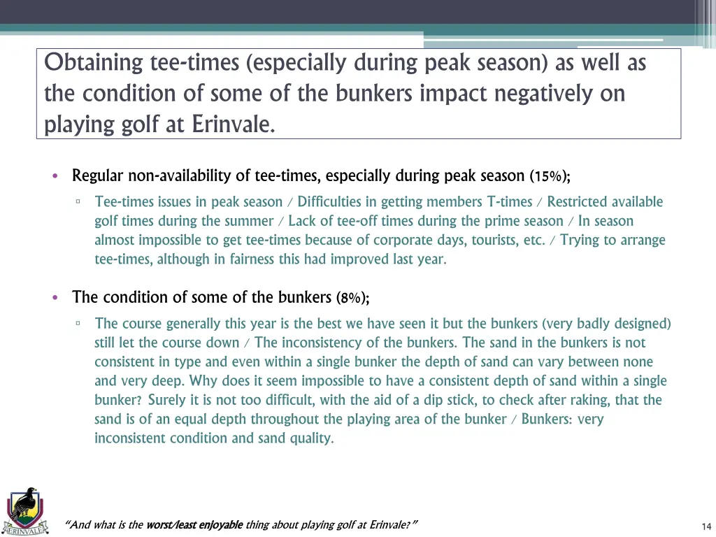 obtaining tee times especially during peak season