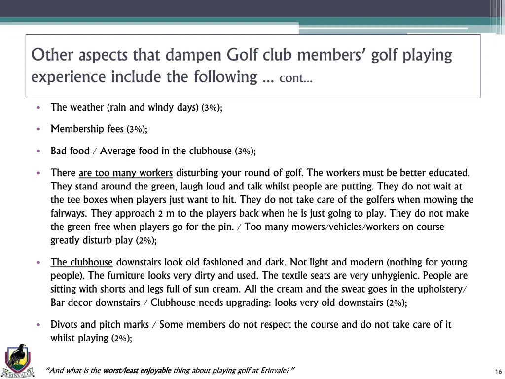 other aspects that dampen golf club members golf 1