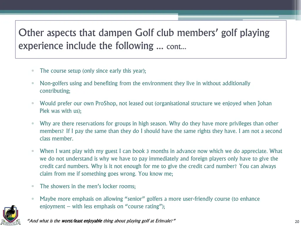 other aspects that dampen golf club members golf 5