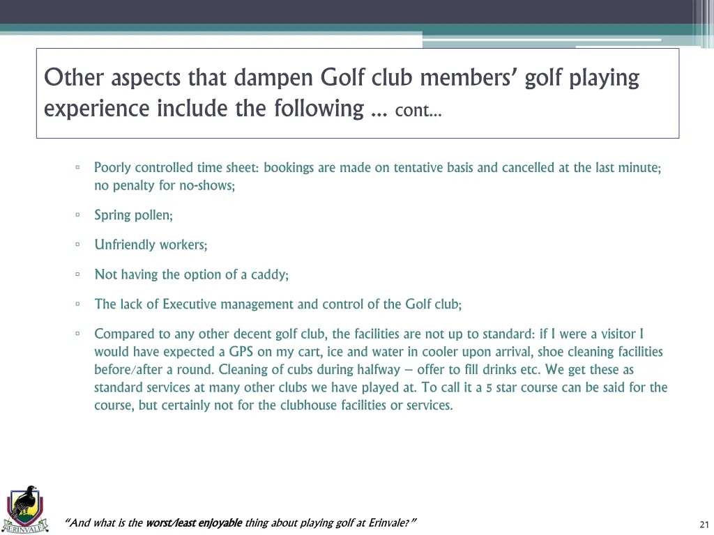 other aspects that dampen golf club members golf 6