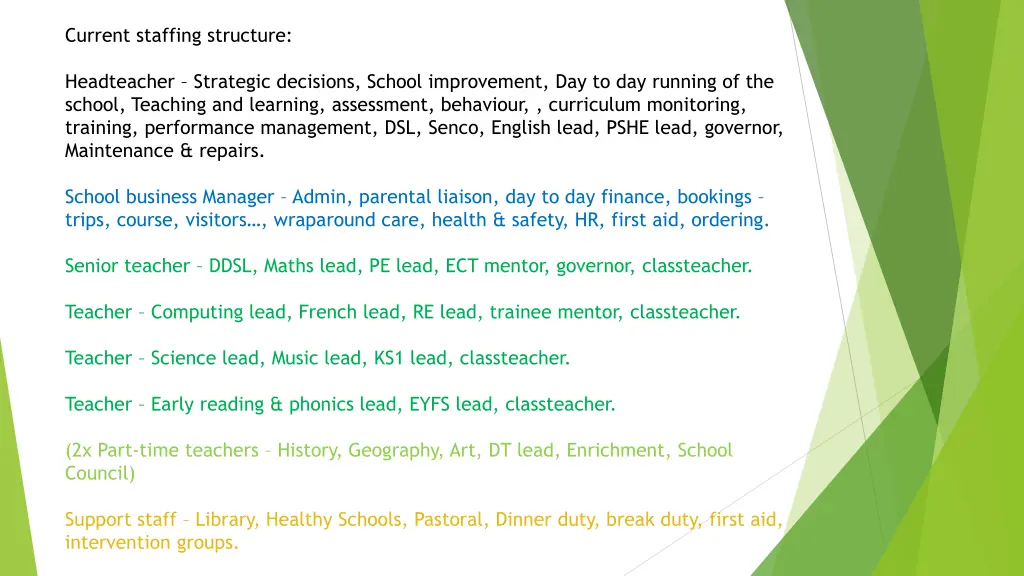 current staffing structure