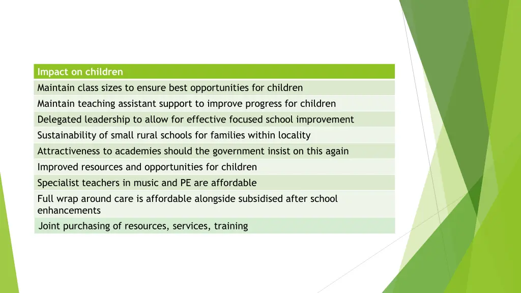 impact on children maintain class sizes to ensure