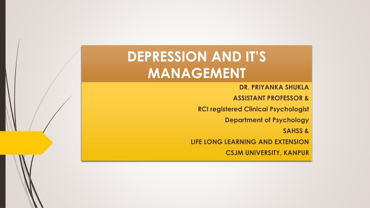 depression and it s management