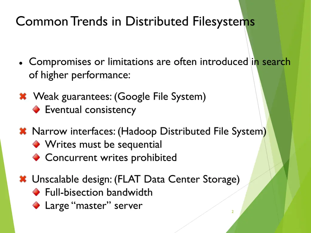 common trends in distributed filesystems