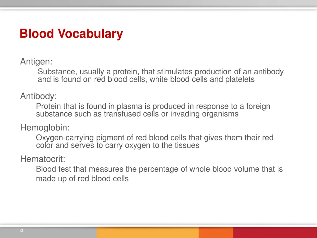 blood vocabulary