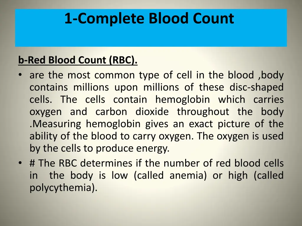 1 complete blood count 1