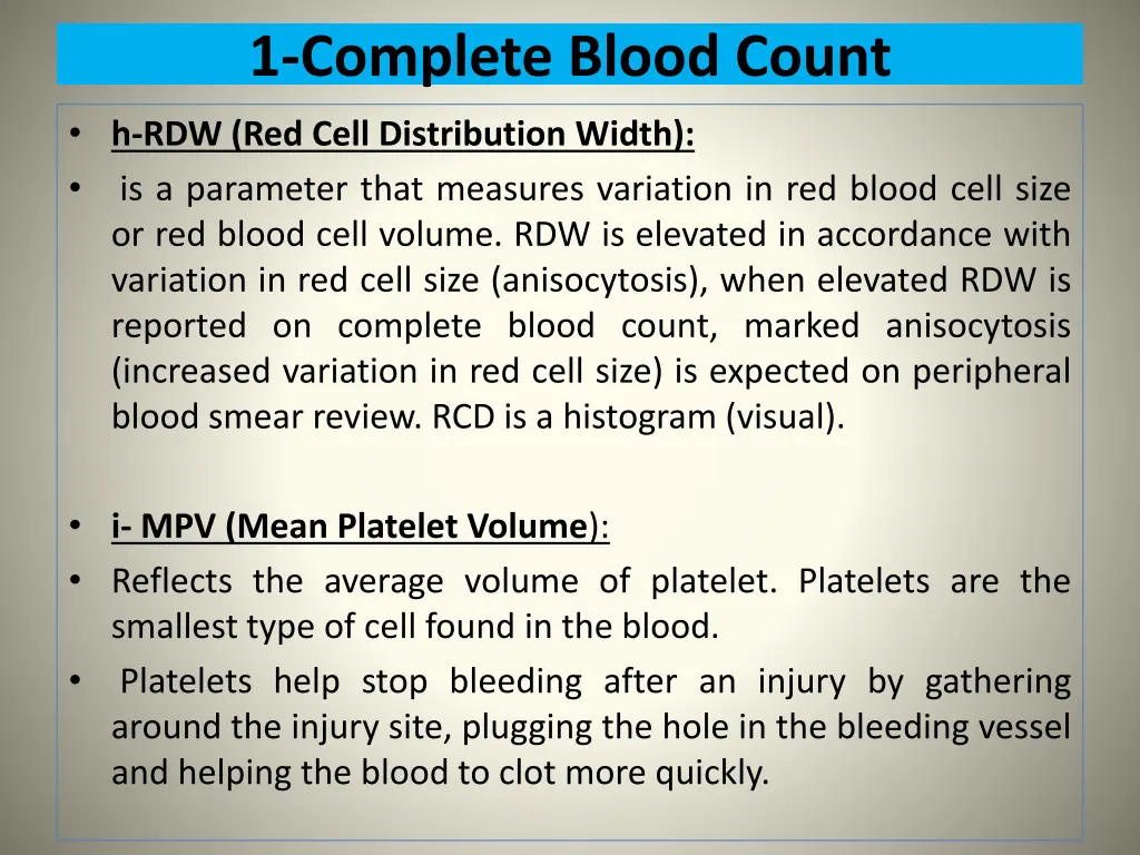 1 complete blood count 5