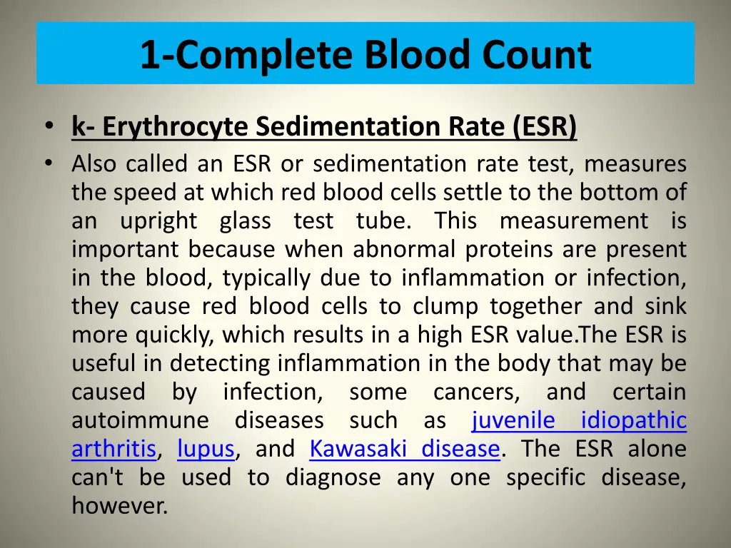 1 complete blood count 6