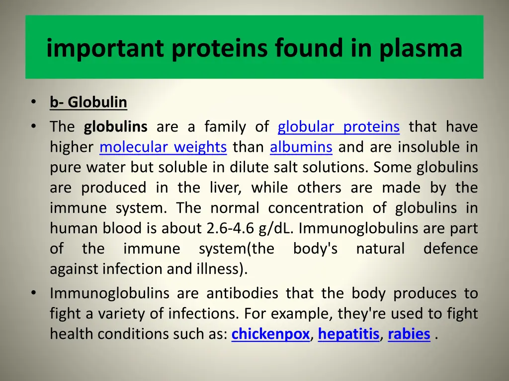 important proteins found in plasma 1