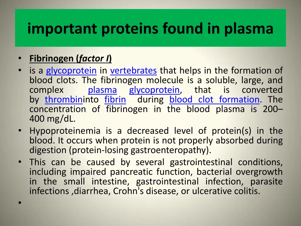 important proteins found in plasma 2