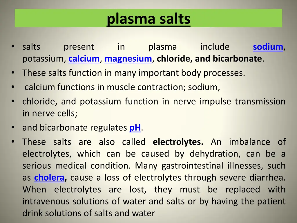 plasma salts