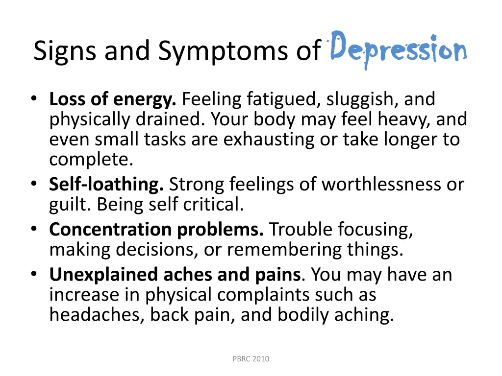 signs and symptoms of depression 2