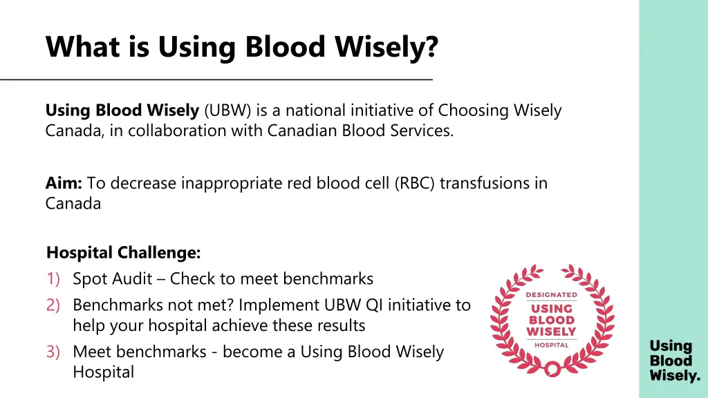 what is using blood wisely