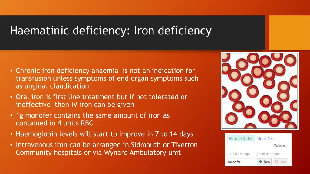 haematinic deficiency iron deficiency