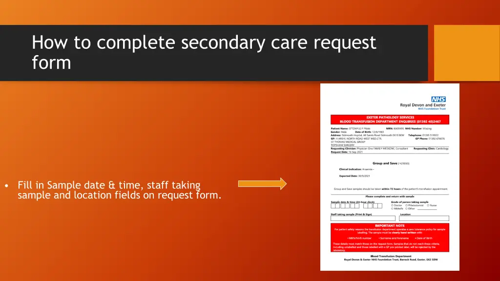 how to complete secondary care request form