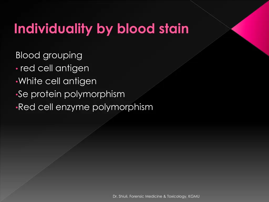 individuality by blood stain