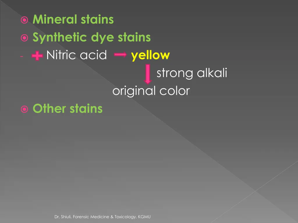 mineral stains synthetic dye stains nitric acid