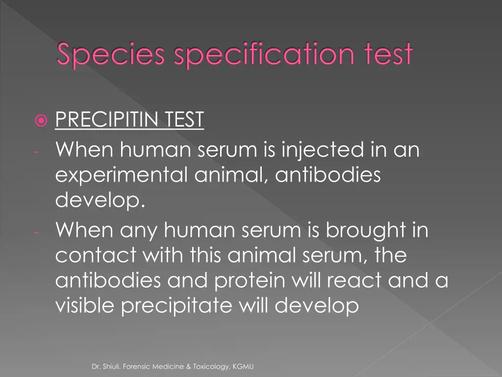 species specification test