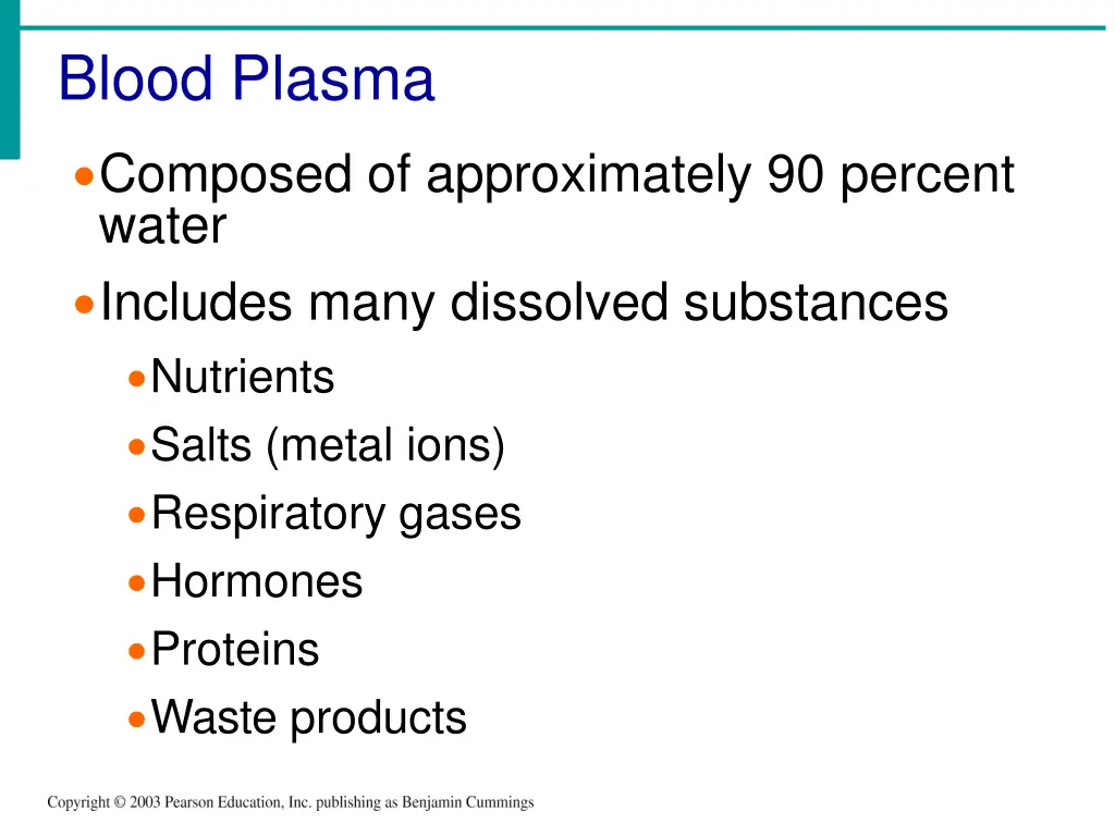 blood plasma composed of approximately 90 percent